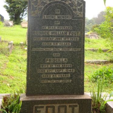 FOOT George William -1930 &amp; Priscilla -1949
