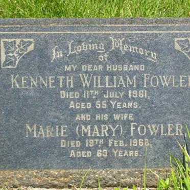 FOWLER Kenneth William -1961 &amp; Marie -1968