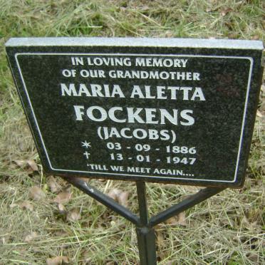 FOCKENS Maria Aletta nee JACOBS 1886-1947