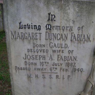 FABIAN Margaret Duncan nee  GAULD 1887-1940