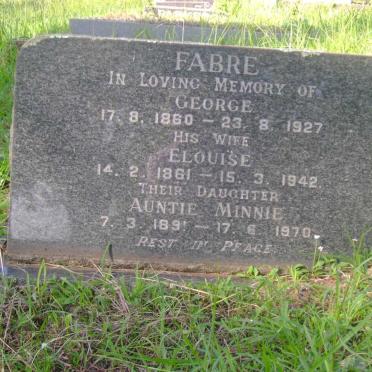 FABRE George 1860-1927  &amp; Elouise 1861-1942 :: FABRE Minnie 1891-1970