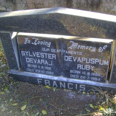 FRANCIS Sylvester Devaraj 1916-1988 &amp; Devapuspum Ruby 1925-1994