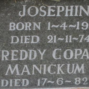 FREDDY Josephine 1919-1974 :: MANICKUM Freddy Gopal -1982