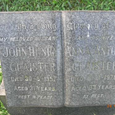 GLAISTER John Henry -1957 &amp; Anna Antona -1970