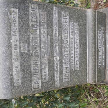 GILLESPIE John Scott -1947 &amp; Catherine Fraser -1925 :: GILLESPIE Mary -1940