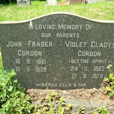 GORDON John Fraser 1881-1928 &amp; Violet Gladys 1883-1976