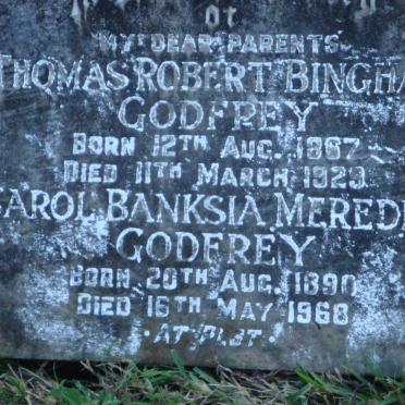 GODFREY Thomas Robert Bingham 1867-1929 &amp; Carol Banksia Meredith 1890-1968