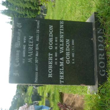 GORDON Robert 1913-1973 &amp; Thelma Valentine 1912-2002 :: GORDON Maureen -1974
