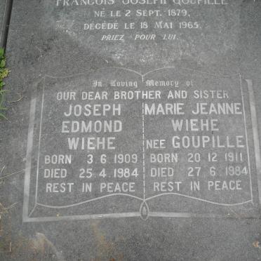 GOUPILLE Francois Joseph 1879-1965 :: WIEHE Joseph Edmond 1909-1984 &amp; Marie Jeanne GOUPILLE 1911-1984