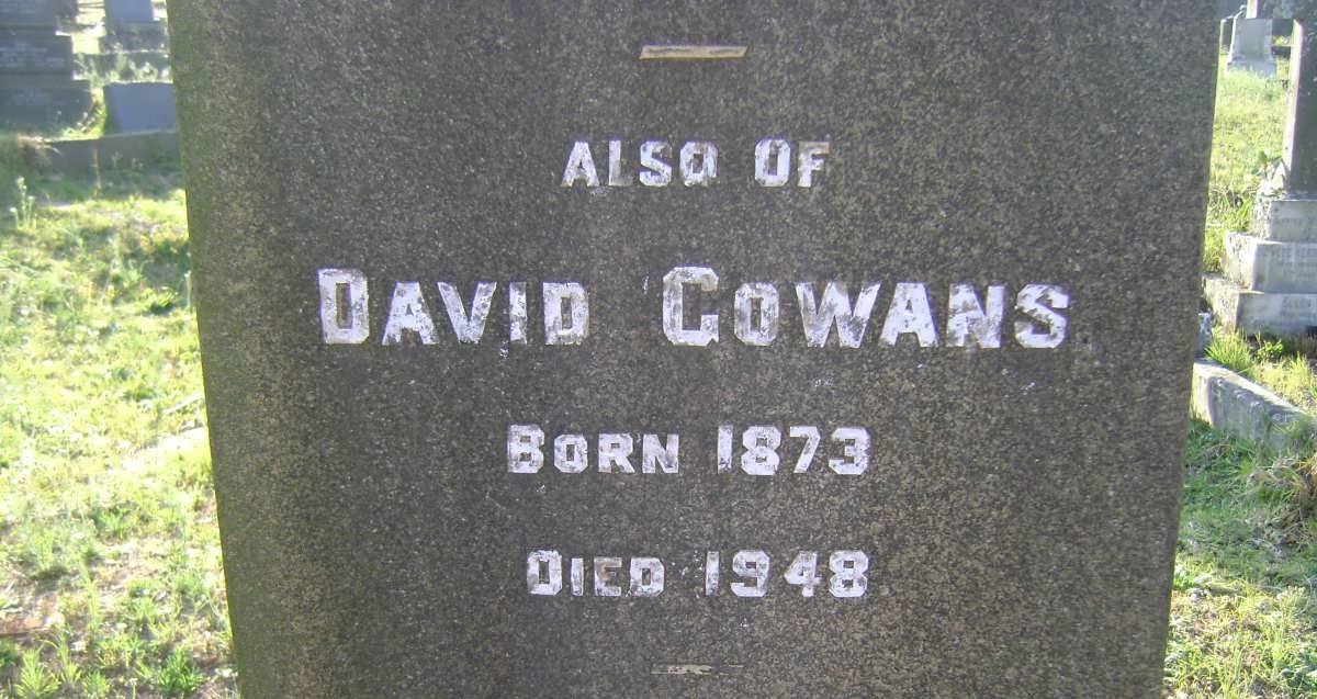 GOWANS David 1873-1948 &amp; Mary Fyfe Johnston 1877-1953 :: GOWANS David Eric 1906-1933 :: GOWANS Ronald 1912-1994