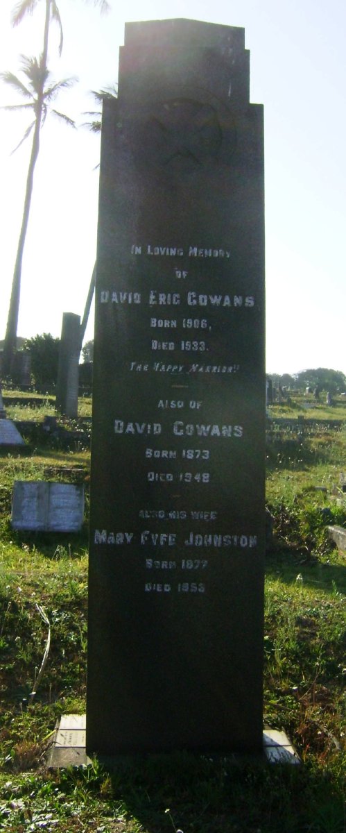 GOWANS David 1873-1948 &amp; Mary Fyfe Johnston 1877-1953 :: GOWANS David Eric 1906-1933 :: GOWANS Ronald 1912-1994