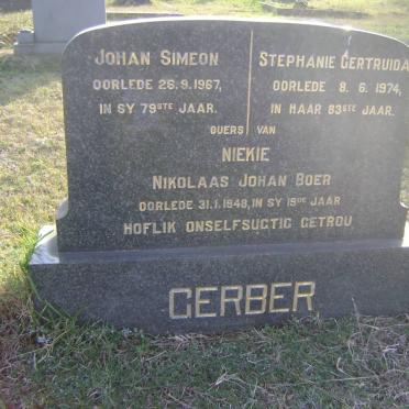GERBER Johan Simeon -1967 &amp; Stephanie Gertruida -1974 :: GERBER Nikolaas Johan Boer -1948