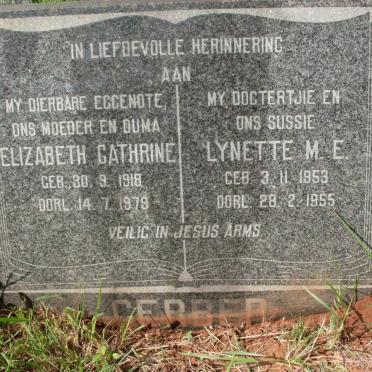 GERBER Elizabeth Cathrine 1918-1979 :: GERBER Lynette M.E. 1953-1955