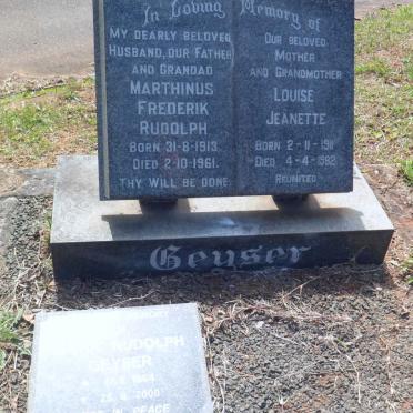 GEYSER Marthinus Frederik Rudolph 1913-1961 &amp; Louise Jeanette 1911-1982 :: GEYSER Mark Rudolph 1964-2000
