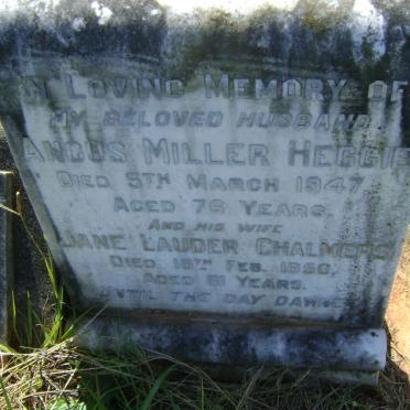 HEGGIE Angus Miller -1947 &amp; Jane Lauder CHALMERS -1950