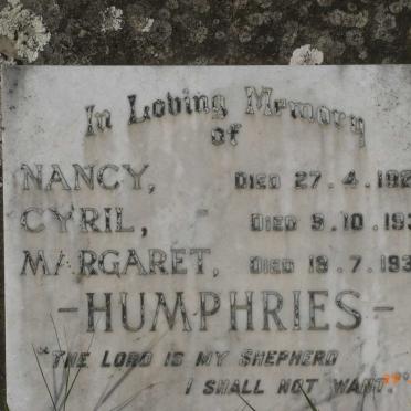 HUMPHRIES Cyril -1931 :: HUMPHRIES Nancy -1929 :: HUMPHRIES Margaret -1937