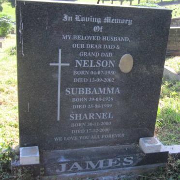 JAMES Nelson 1950-2002 :: JAMES Subbamma 1926-1989 :: JAMES Sharnel 2000-2000