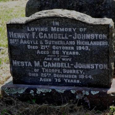 JOHNSTON Henry F., CAMBELL -1943 &amp; Nesta M. -1944
