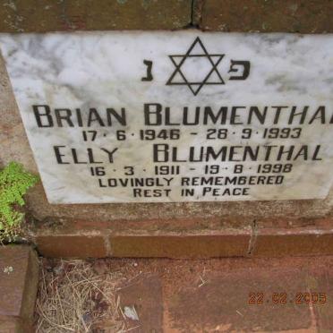 BLUMENTHAL Elly 1911-1998 :: BLUMENTHAL Brian 1946-1993