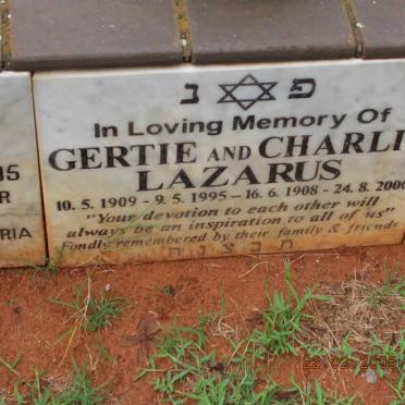 LAZARUS Charlie 1908-2000 &amp; Gertie 1909-1995