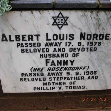 NORDEN Albert Louis -1978 &amp; Fanny nee ROSENDORFF -1988