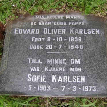 KARLSEN Edvard Oliver 1896-1948 &amp; Sofie 1903-1973