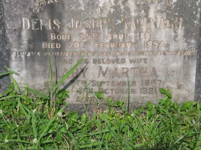 KAVANAGH Denis Joseph 1881-1954 &amp; Mary Martha 1887-1981