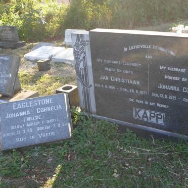 KAPP Jan Christiaan 1914-1977 &amp; Johanna Cornelia 1921-1972 :: EAGLESTONE Johanna Cornelia 1945-1990