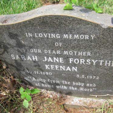 KEENAN Sarah Jane Forsythe 1890-1972