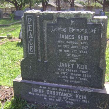 KEIR James -1947 :: KEIR Janet -1963 :: KEIR Irene Constance -1964