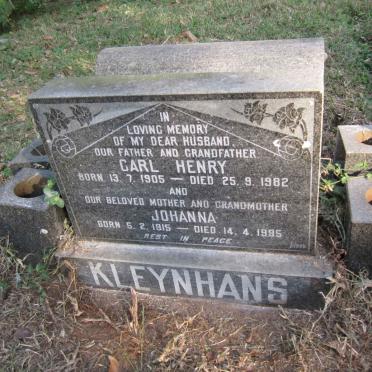 KLEYNHANS Carl Henry 1905-1982 &amp; Johanna 1915-1995