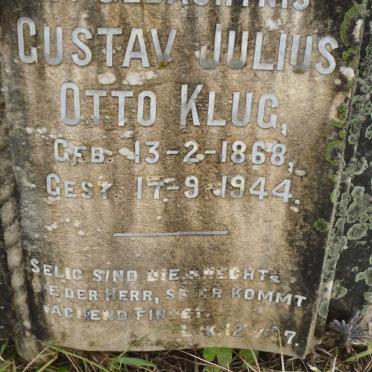 KLUG Gustav Julius Otto 1868-1944 &amp; Auguste Dorothea KOCH 1869-1940