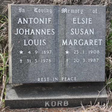 KORB Antonie Johannes Louis 1897-1978 &amp; Elsie Susan Margaret 1908-1987