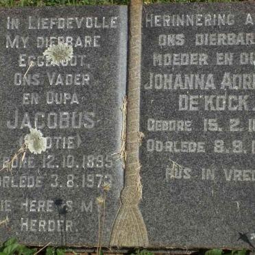 KOCK Jacobus, de 1895-1973 &amp; Johanna Adriana 1899-1977