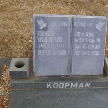 KOOPMAN Cornelius 1872-1961 :: LOMBARD Sinah 1918-1995 :: KOOPMAN Maggie 1923-2003 :: LOMBARD Bernard 1945-2011