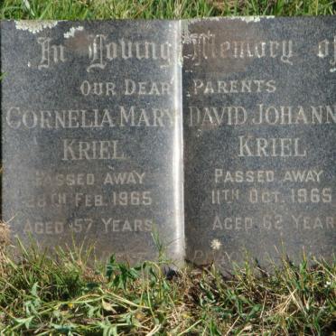 KRIEL David Johannes -1965 &amp; Cornelia Mary -1965