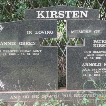 KIRSTEN Annie Green 1902-1962 :: KIRSTEN Patricia 1914-1997 :: KIRSTEN Arnold 1934-1956