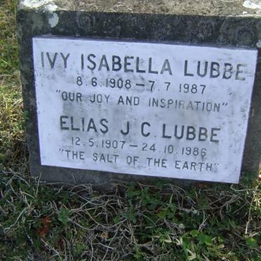 LUBBE Elias J.C. 1907-1986 &amp; Ivy Isabella 1908-1987