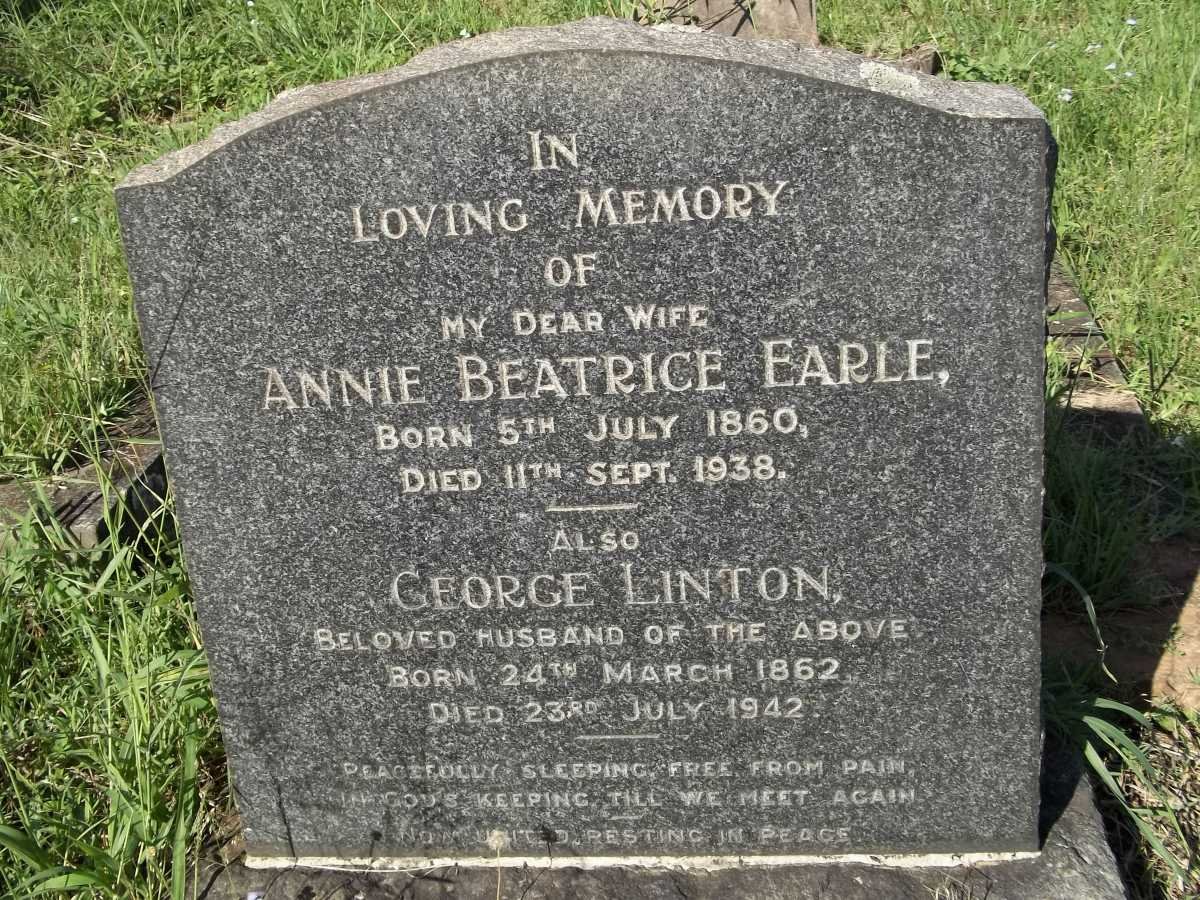 LINTON George 1862-1942 &amp; Annie Beatrice Earle 1860-1938