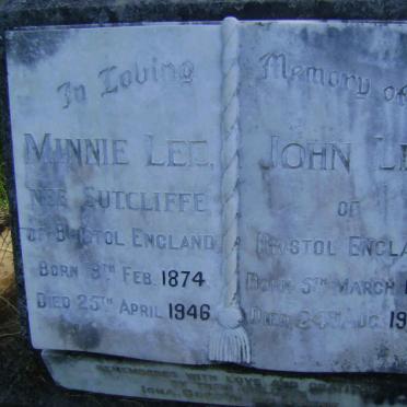 LEE John 1873-1952 &amp; Minnie SUTCLIFFE 1874-1946