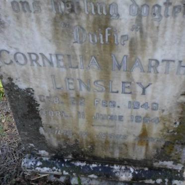 LENSLEY Cornelia Martha 1949-1964 