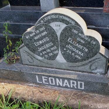 LEONARD Edward Jacobus 1933-1991 &amp; Elizabeth Johanna 1941- :: LEONARD Edward 1964-1995