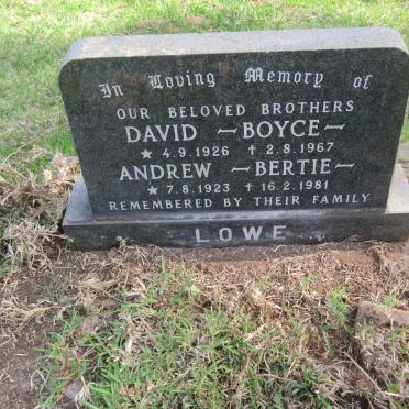 LOWE Andrew Bertie 1923-1981 :: LOWE David Boyce 1926-1967