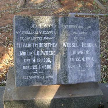 LOUWRENS Wessel Hendrik 1904-1989 &amp; Elizabeth Dorithea 1906-1956