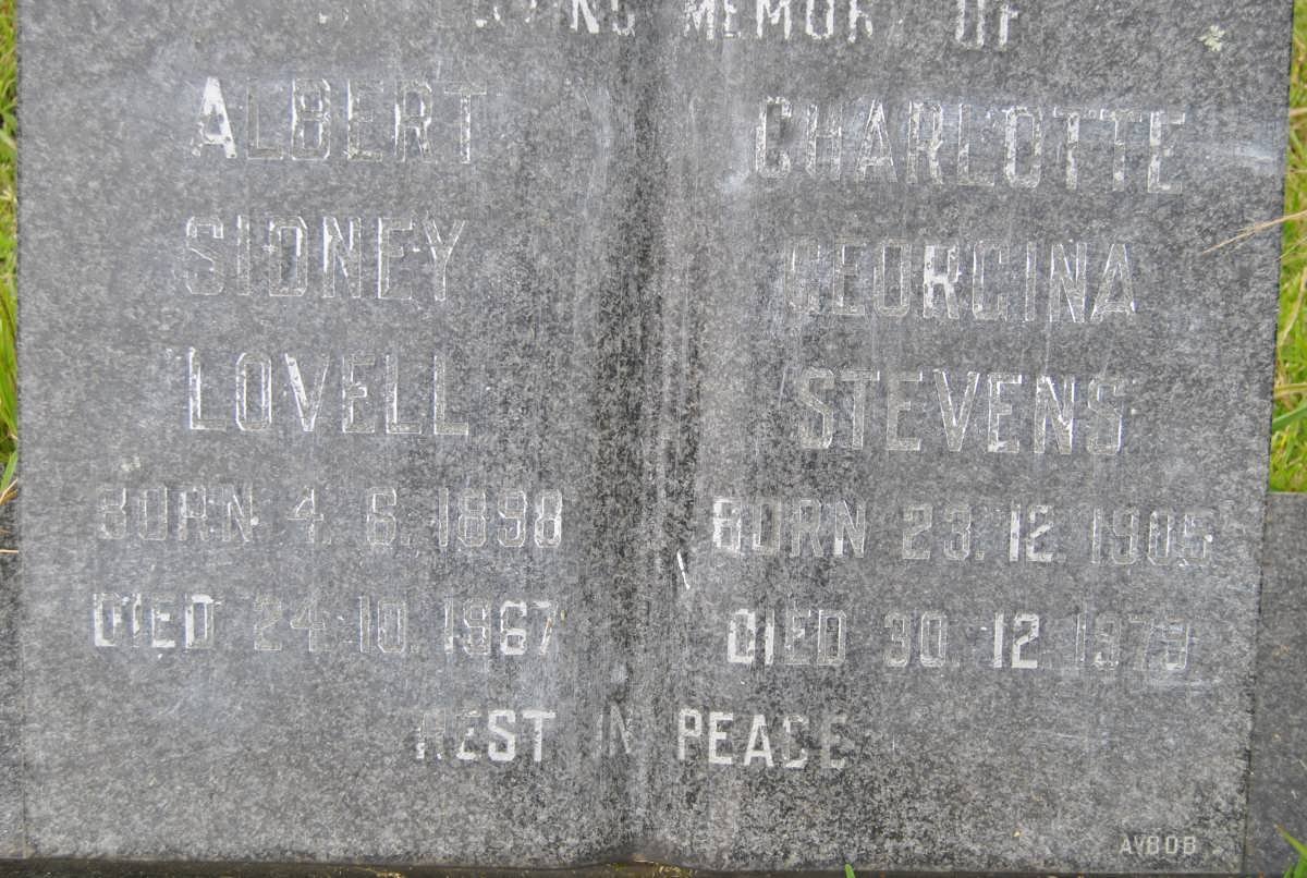 LOVELL Albert Sidney 1898-1967 &amp; Charlotte Georgina Stevens 1905-1979