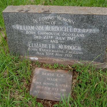 MURDOCH William Sim -1947 &amp; Elizabeth -1971 :: WADE Beryl E.W. -2000