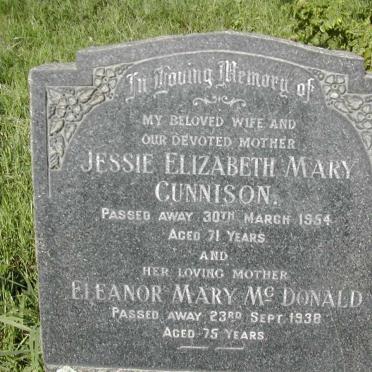 McDONALD Eleanor Mary -1938 :: CUNNISON Jessie Elizabeth Mary -1954 