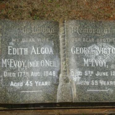 MCEVOY George Victor -1961 &amp; Edith Algoa O'NEIL -1948