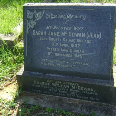 McGOWAN Robert McLean 1905-1964 &amp; Sarah Jane 1902-1945