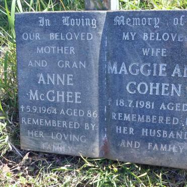 McGHEE Anne  -1964 :: COHEN Maggie Ann  -1981